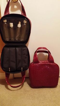 Two leopard like travel bags for cosmetics