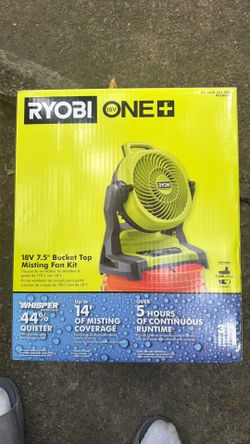 7.5 in. Ryobi Portable and rechargeable Misting Fan with charger and battery