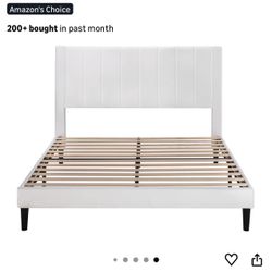 Queen Size White Velvet Bed Frame