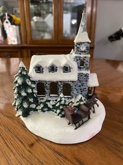 Thomas Kinkade - Painter of Light - Sunday Evening Sleigh Ride - Village Piece - Important - See Description!!