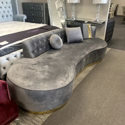 ELLA GRAY VELVET CHAISE LOUNGE
