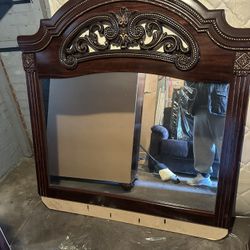 Marble Top - Finished & Lacquered Wood Mirror