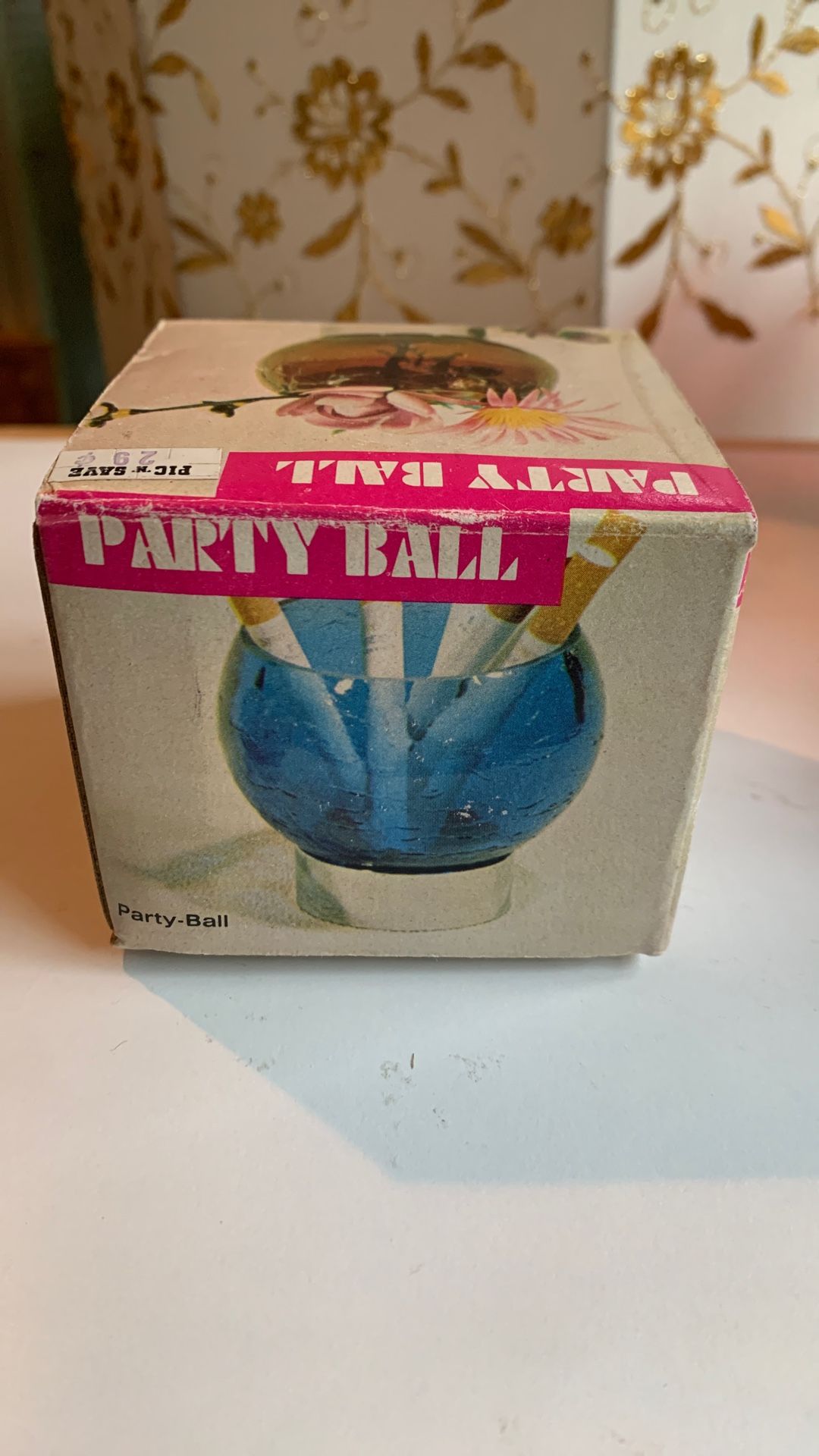 Vintage Mini Party Ball Blue Globe Sphere Glass Candy Trinket Dish Ash Tray 60’s 70’s