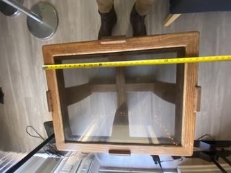 Antique Glass TABLE oak Wood