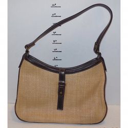 Villager beige purse shoulder bag with chocolate trim