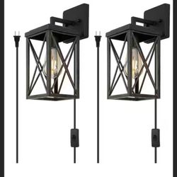 9 in Black Indoor Lantern Wall Sconces 2 Pack