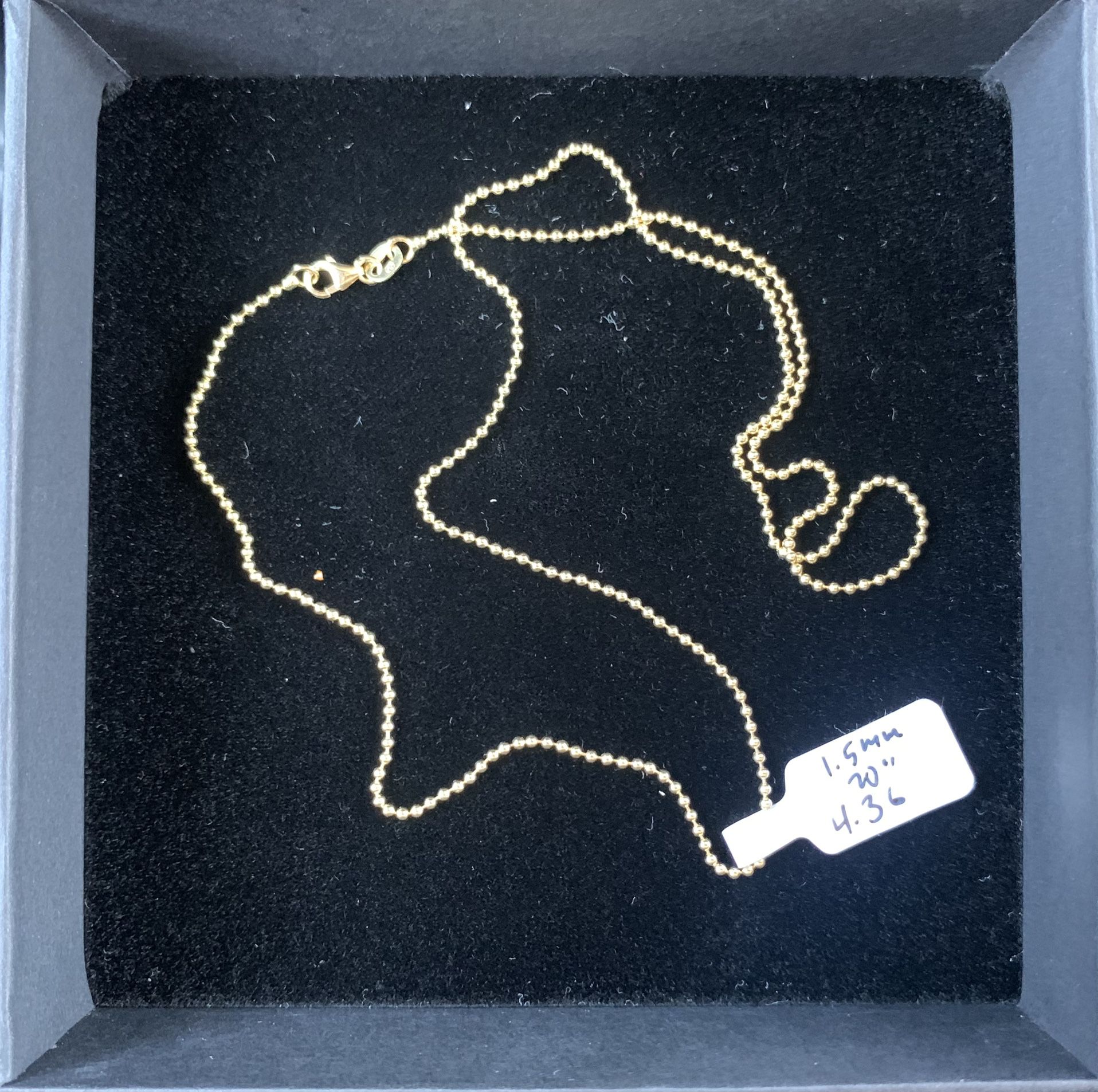 New 14K Gold 1.5mm Ball Chain 20 inch