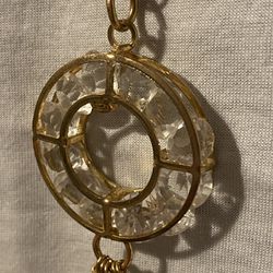 Crystal Cage Pendant & Necklace Gold Tone Chain 