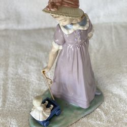 Lladro Girl With Toy Wagon, 5044 – Retired – Doll Carriage, 10.75 Inches