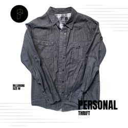 Billabong Men’s Jean Shirt Button Down Size Medium Black