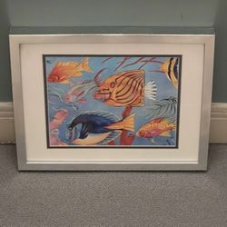 Small Framed WALL ART - GOLDFISH VARIETIES - posted price is firm.