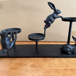 Rustic Rabbit 3 Pillar Candle Holder