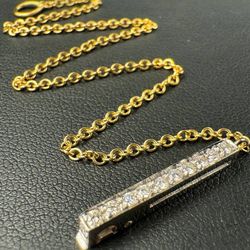 18K Solid Yellow & White Gold 0.35CTW Diamond Anklet 9” Bracelet 2mm