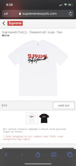 Supreme yohji yanamoto logo tee white size large