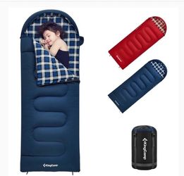 KingCamp Cloud 300S Kids Sleeping Bag- Envelope With Hoodie. Navy Blue. NEW