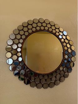 Gorgeous 31” Round Bronze Wall Mirror