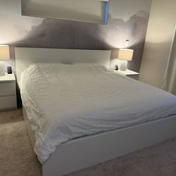 IKEA Mala High Frame Bed, Night Stands & Drawers 
