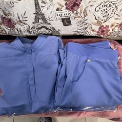 🩺 FIGS Scrub Set – Size Large – Ceil Blue