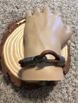 Brown Leather Wrap Bracelet with Metal Clasp