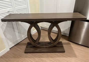 Farmhouse Console Table, 55" Hallway Sofa Table With Geometric