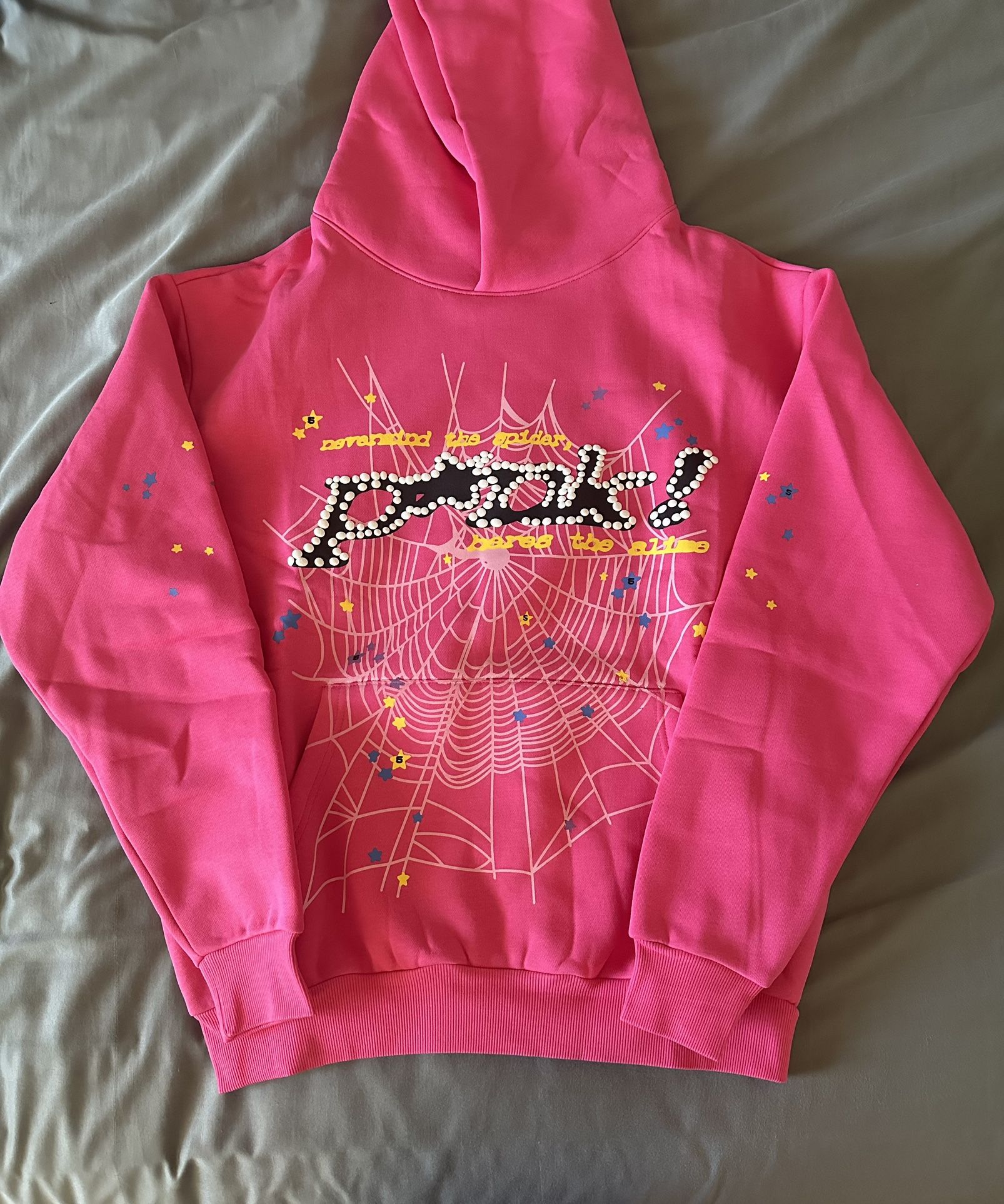 Pink Sp5der Hoodie Size Medium 