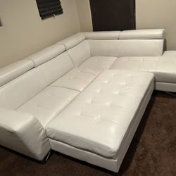 White 2 Piece Sectional With ottoman