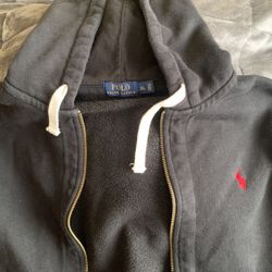 Polo Zip Up Hoodie, Black L-XL