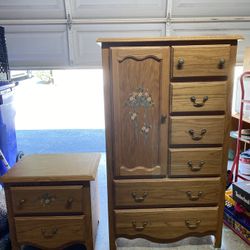 Nice Solid Wood Armoire/Dresser with Night Stand