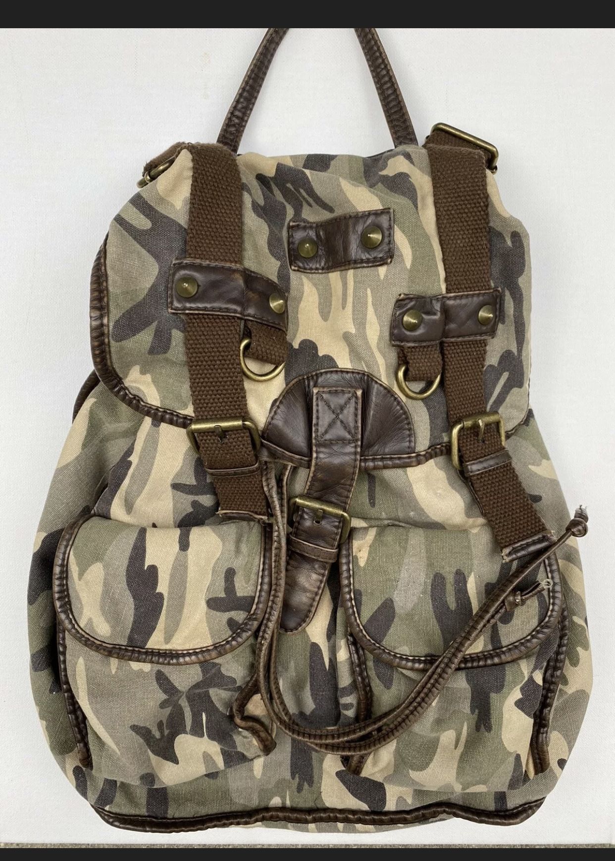 Zumiez Canvas Camouflage Rucksack Bookbag Casual Travel Backpack