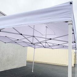 (Brand New) $145 Heavy-Duty 10x15 ft Popup Canopy Tent Instant Shade with Carry Bag, White/Blue