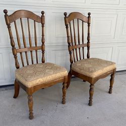 2 Vintage Hard Wood Accent Chairs