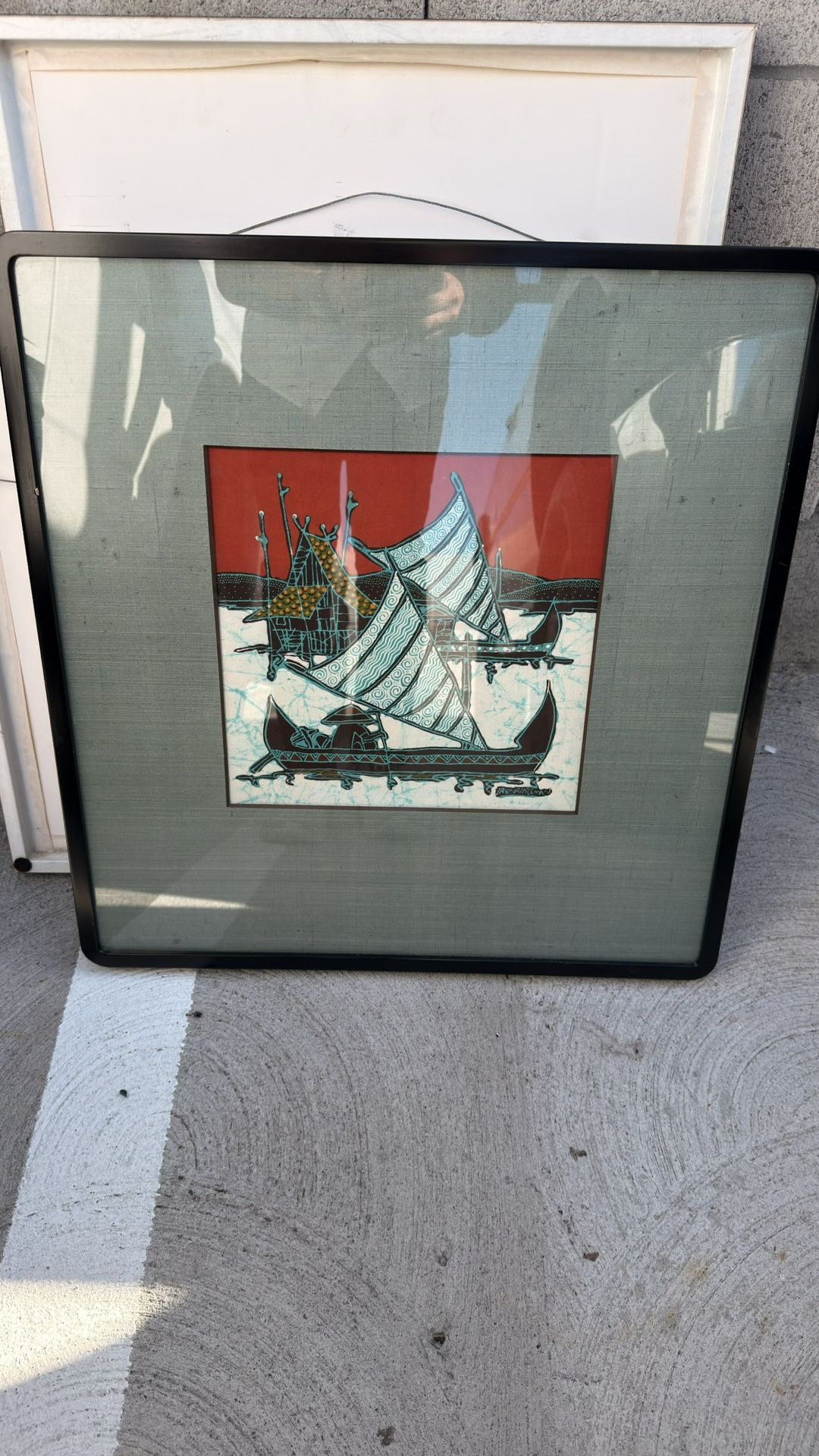 Irena Hillman Original Batik Art Collection – Framed Mid-Century Tropical Series (Set of 3)