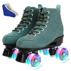 Woman's Suede Size 8.5 Quad Roller Skates, New