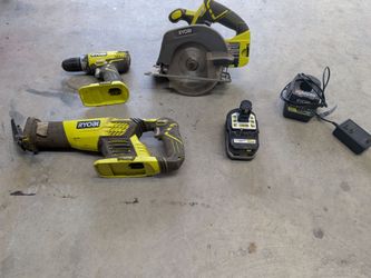 Ryobi 18v Drill, Sawzall, Circular Saw, Battery Combo