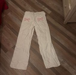Edikted white bow low rise jeans