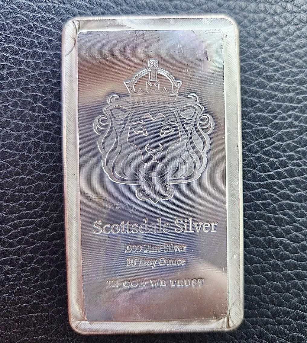 10oz Scottsdale STACKERĀ® Silver Bar - Ten Troy oz .999 Silver Bullion