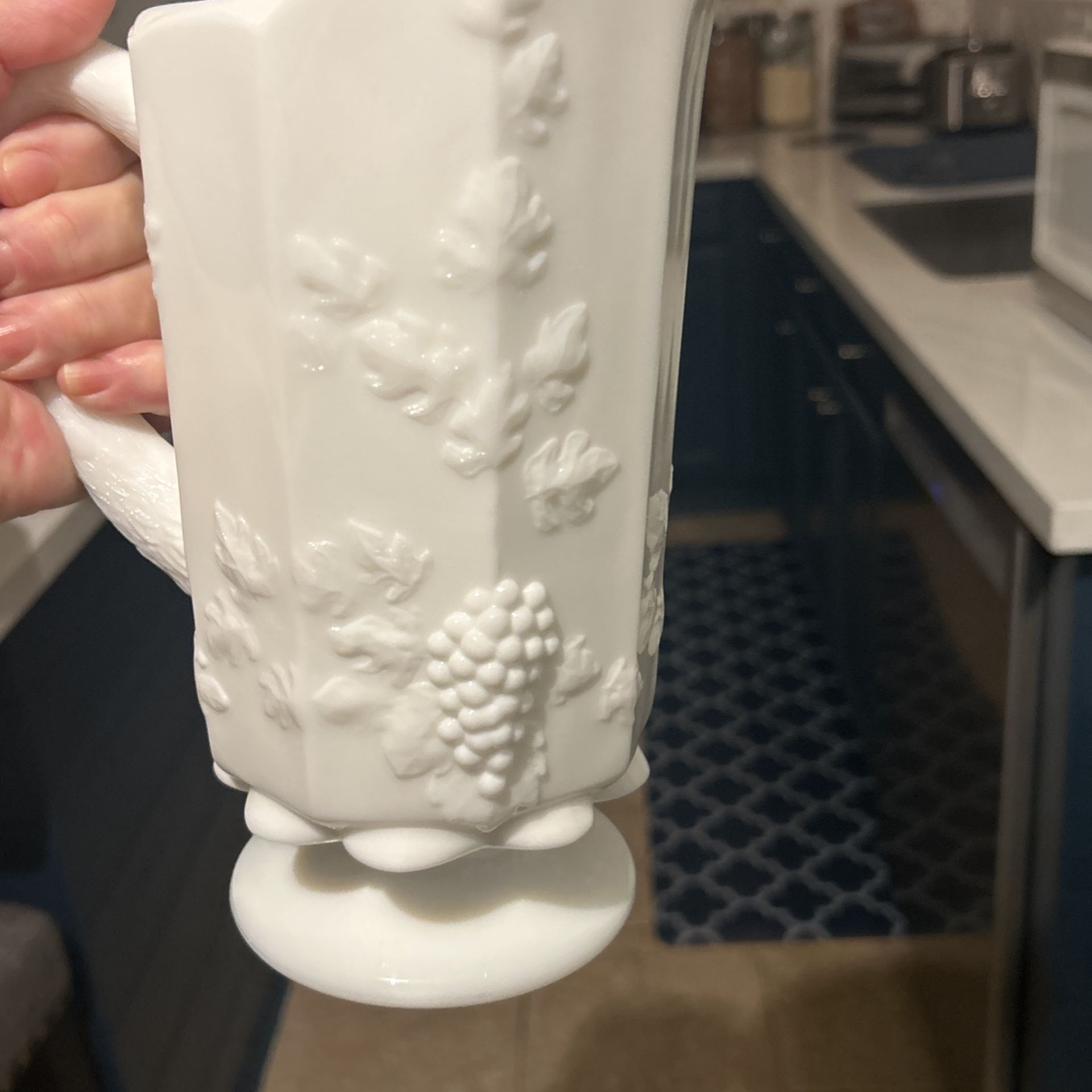 Westmoreland White Milk Glass 9 Panel Pitcher