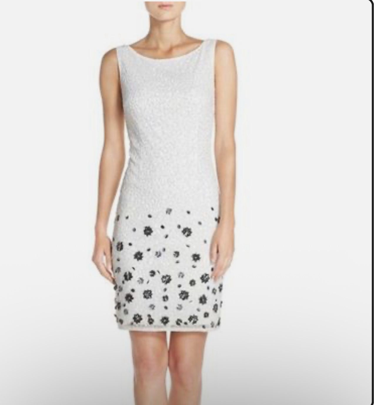 New ADRIANNA PAPELL EMBELLISHED MESH SHEATH DRESS Size 12