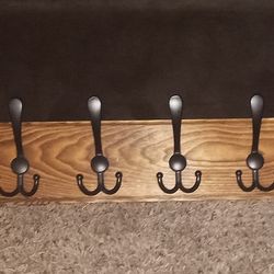 Wooden and Black Metal Coat Hanger