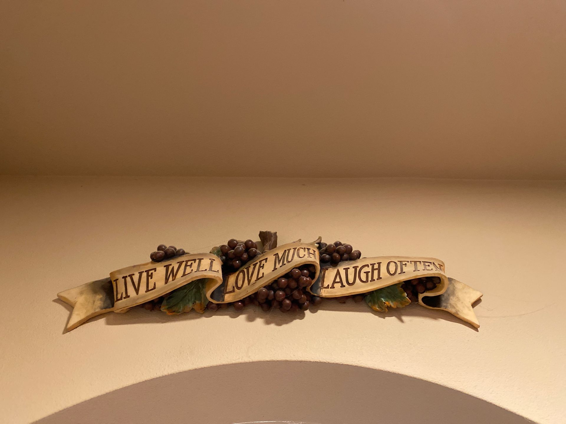 Live well, love much, laugh often wine grapes sign