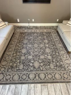 Large Charcoal Floral Area Rug