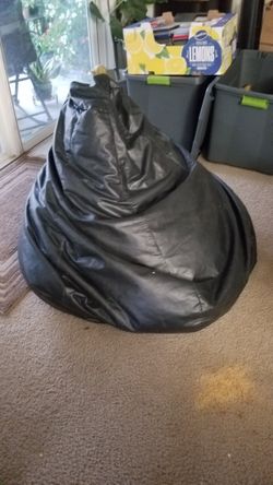 Black Leather Jumbo Beanbag