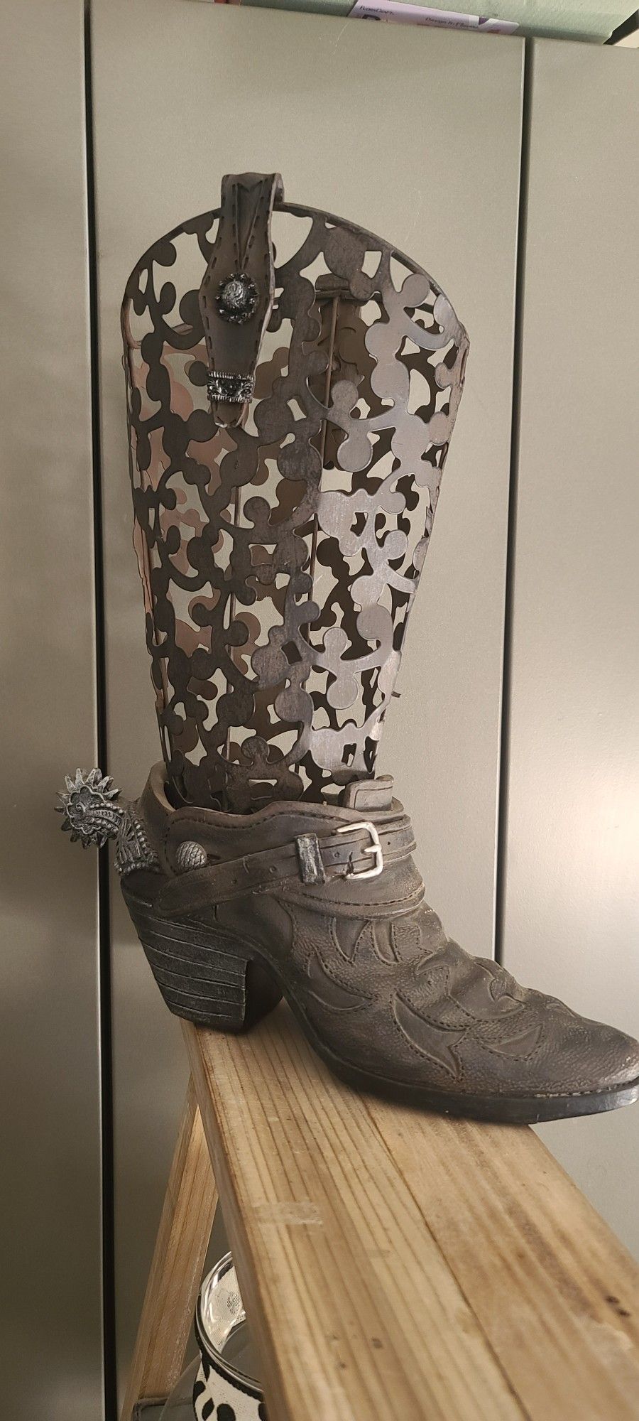Cowboy Boot Decor Decorative Planter Holder Perfect Condition From Hobby Lobby Retail For$39.99 Country Rustic Barn