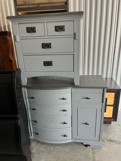 Painted gray dresser and nightstand