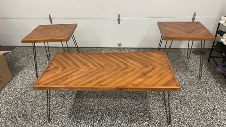 Matching Wood Coffee Table & Side Tables
