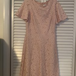 J Howard Size 6 Pink Lace Look Knee Length Dress