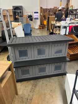 Outdoor Cat House Resin Double-Decker Cat Houses for Cats Weatherproof Large Space Cat Shelter