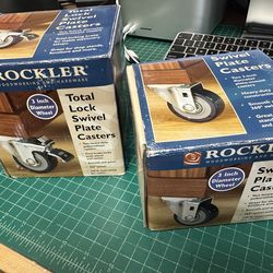 Rockler 3” Total Lock and Swivel Plate Casters New