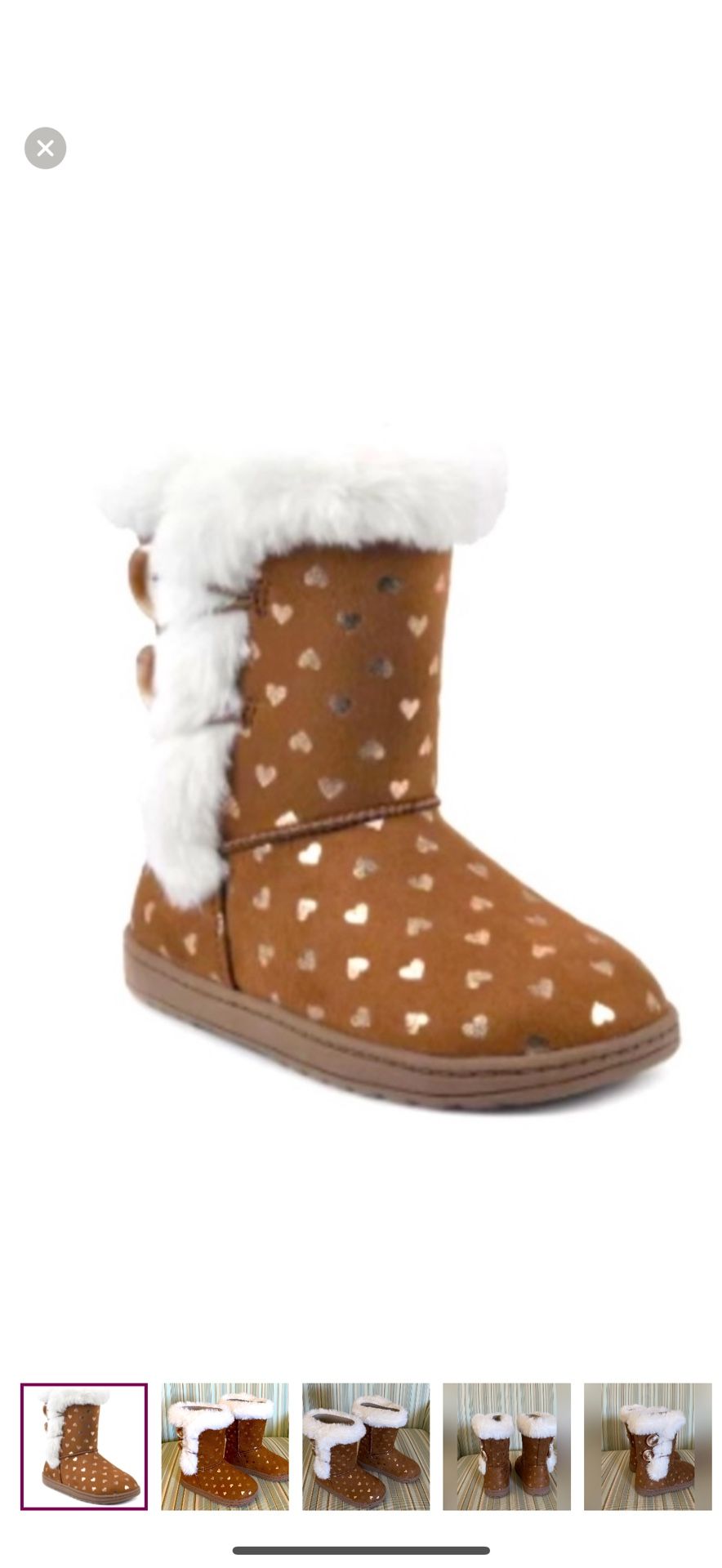 BRAND NEW Jumping Beans NORAA TODDLER GIRL FAUX-FUR WINTER BOOTS Chestnut 7T NWT