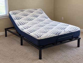 King Size Adjustable Bed Frame and Mattress Like New